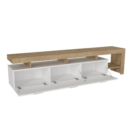 Έπιπλο τηλεόρασης Acnes  χρώμα λευκό - sapphire oak 220x40x52εκ.