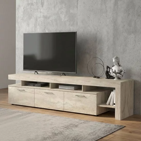 Έπιπλο τηλεόρασης Acnes  χρώμα travertine 220x40x52εκ.