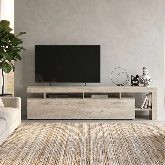 Έπιπλο τηλεόρασης Acnes  χρώμα travertine 220x40x52εκ.