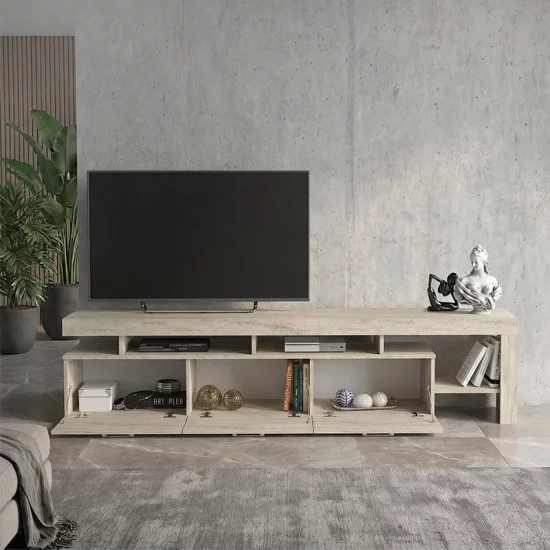 Έπιπλο τηλεόρασης Acnes  χρώμα travertine 220x40x52εκ.