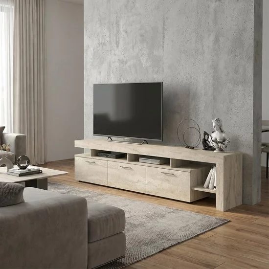 Έπιπλο τηλεόρασης Acnes  χρώμα travertine 220x40x52εκ.