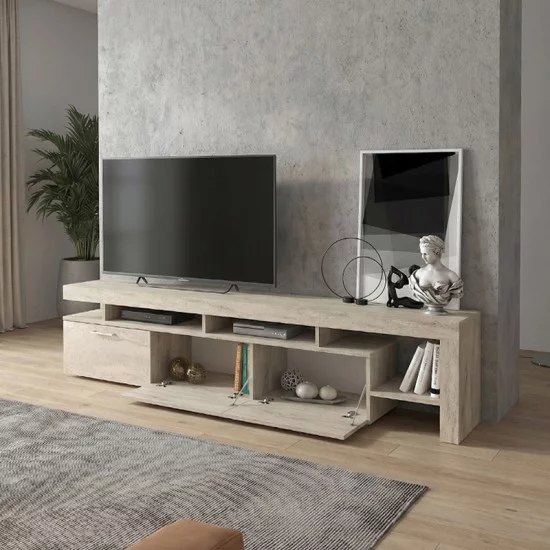 Έπιπλο τηλεόρασης Acnes  χρώμα travertine 220x40x52εκ.