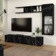 Σύνθεση τηλεόρασης Darcy Megapap χρώμα μαύρο εφέ μαρμάρου - μαύρο 180x40x33εκ. - 0242780