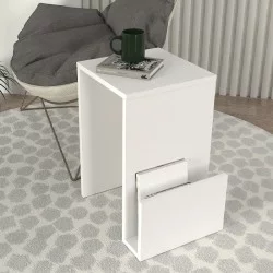 Τραπεζάκι βοηθητικό Regnar  χρώμα λευκό  43,1x33,5x52εκ.