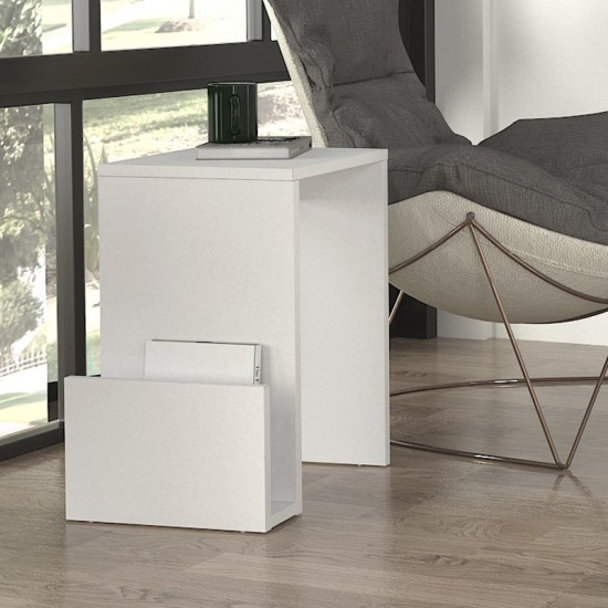 Τραπεζάκι βοηθητικό Regnar  χρώμα λευκό  43,1x33,5x52εκ.
