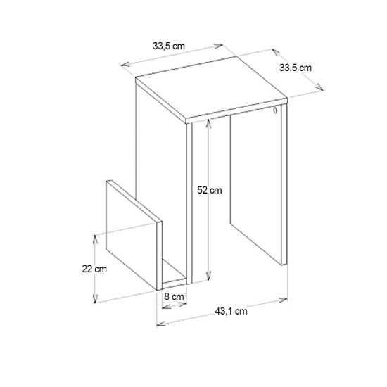 Τραπεζάκι βοηθητικό Regnar  χρώμα λευκό  43,1x33,5x52εκ.