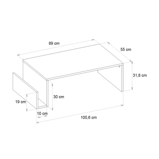 Τραπεζάκι σαλονιού Regnar  χρώμα rebab 100,6x55x31,8εκ.