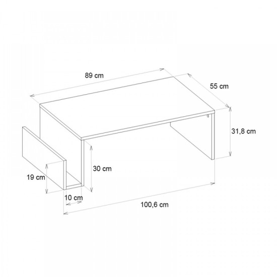 Τραπεζάκι σαλονιού Regnar  χρώμα sapphire oak 100,6x55x31,8εκ.