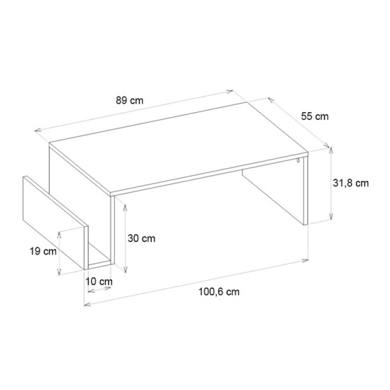 Τραπεζάκι σαλονιού Regnar  χρώμα λευκό 100,6x55x31,8εκ.