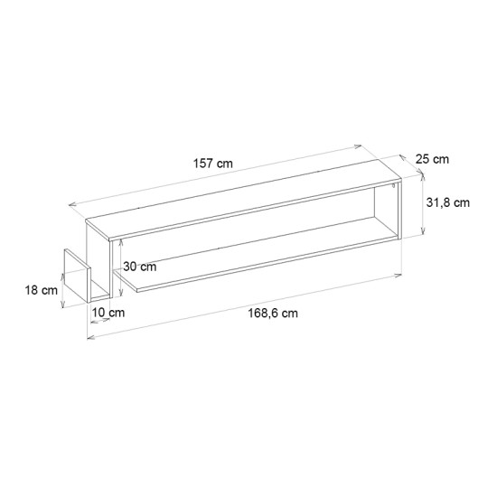 Έπιπλο τηλεόρασης επιτοίχιο Regnar  χρώμα rebab 168,6x25x31,8εκ.