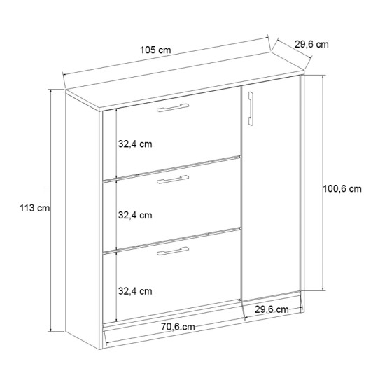 Παπουτσοθήκη Neft  χρώμα λευκό 105x29,6x113εκ.