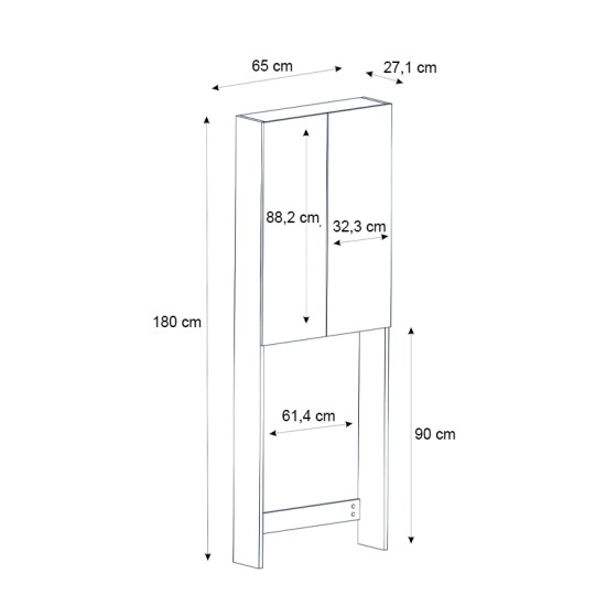 Έπιπλο πλυντηρίου Romme  χρώμα sepet oak 65x27,1x180εκ.