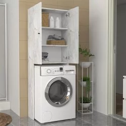 Έπιπλο πλυντηρίου Romme  χρώμα λευκό εφέ μαρμάρου 65x27,1x180εκ.