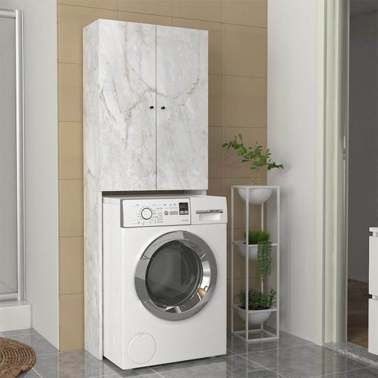 Έπιπλο πλυντηρίου Romme  χρώμα λευκό εφέ μαρμάρου 65x27,1x180εκ.