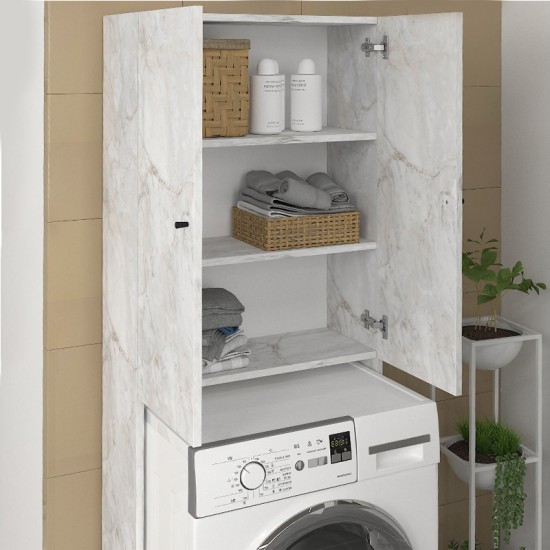 Έπιπλο πλυντηρίου Romme  χρώμα λευκό εφέ μαρμάρου 65x27,1x180εκ.