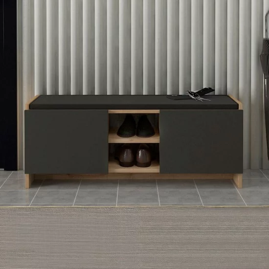 Παπουτσοθήκη Verly  χρώμα sapphire oak - ανθρακί 110x33,2x43εκ.