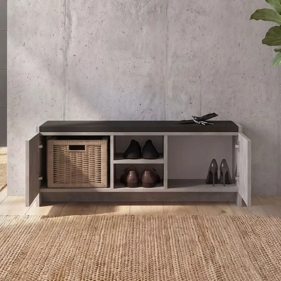 Παπουτσοθήκη Verly  χρώμα γκρι σκυροδέματος 110x33,2x43εκ.
