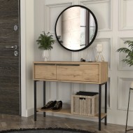 Κονσόλα με καθρέπτη Suzy  χρώμα sepet oak 90x29,6x76εκ. - 0252876