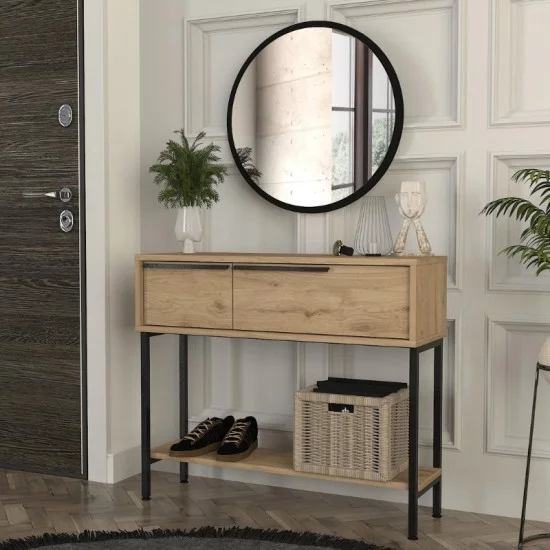 Κονσόλα με καθρέπτη Suzy χρώμα sepet oak 90x29,6x76εκ. Κονσόλα με καθρέπτη Suzy χρώμα sepet oak 90x29,6x76εκ.