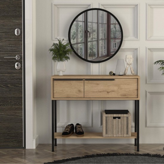 Κονσόλα με καθρέπτη Suzy  χρώμα sepet oak 90x29,6x76εκ.