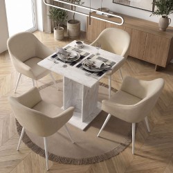 Τραπέζι Allos  χρώμα λευκό εφέ μαρμάρου 75x75x77εκ.