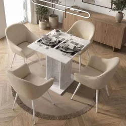 Τραπέζι Allos  χρώμα λευκό εφέ μαρμάρου 75x75x77εκ.