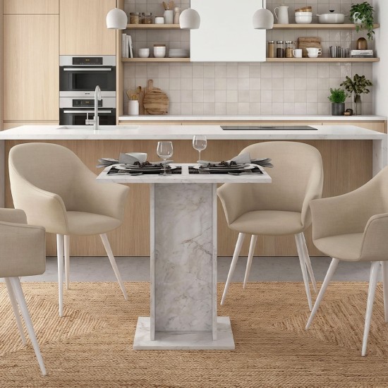 Τραπέζι Allos  χρώμα λευκό εφέ μαρμάρου 75x75x77εκ.