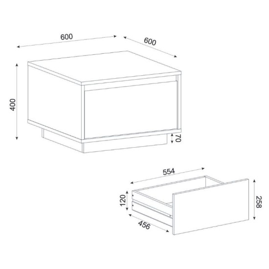 Τραπεζάκι σαλονιού Pura  χρώμα sapphire oak 60x60x40εκ.