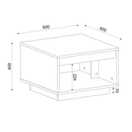 Τραπεζάκι σαλονιού Onda  χρώμα sapphire oak 60x60x40εκ.