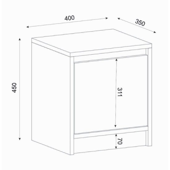 Κομοδίνο Conve  χρώμα sapphire oak 40x35x45εκ.