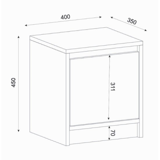 Κομοδίνο Conve  χρώμα sapphire oak 40x35x45εκ.