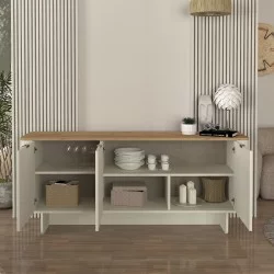 Μπουφές Bohema  χρώμα ivory - sepet oak 180x47x76,6εκ.