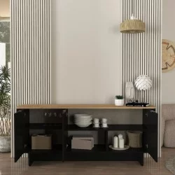 Μπουφές Bohema  χρώμα μαύρο - sepet oak 180x47x76,6εκ.