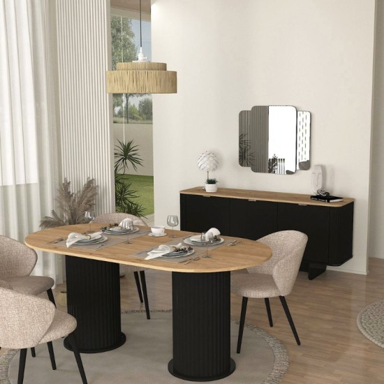 Μπουφές Bohema  χρώμα μαύρο - sepet oak 180x47x76,6εκ.