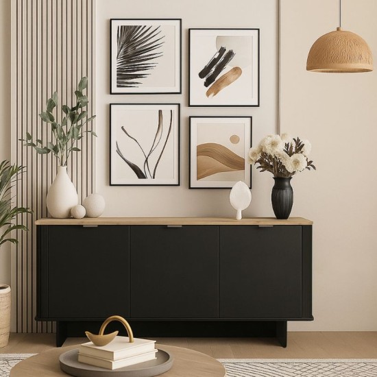 Μπουφές Bohema  χρώμα μαύρο - sepet oak 180x47x76,6εκ.