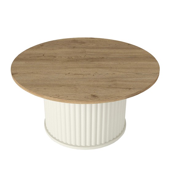 Τραπεζάκι σαλονιού Bohema χρώμα ivory - sepet oak Ø85x43,2εκ. Τραπεζάκι σαλονιού Bohema χρώμα ivory - sepet oak Ø85x43,2εκ.