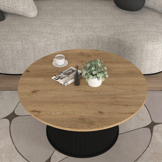 Τραπεζάκι σαλονιού Bohema  χρώμα μαύρο - sepet oak Ø85x43,2εκ.