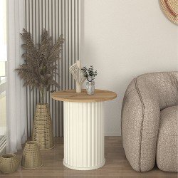 Τραπεζάκι βοηθητικό Bohema  χρώμα ivory - sepet oak Ø50x53,2εκ.