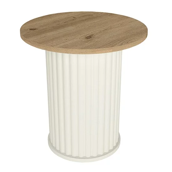 Τραπεζάκι βοηθητικό Bohema  χρώμα ivory - sepet oak Ø50x53,2εκ.