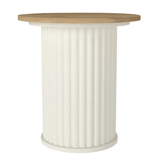 Τραπεζάκι βοηθητικό Bohema  χρώμα ivory - sepet oak Ø50x53,2εκ.