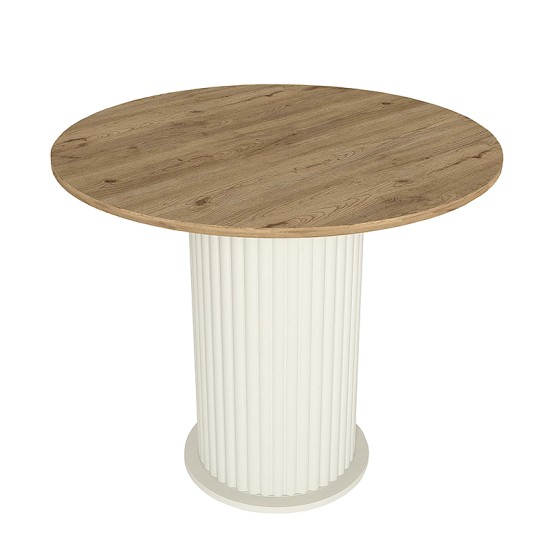 Τραπέζι Bohema χρώμα ivory - sepet oak Ø90x77,7εκ. Τραπέζι Bohema χρώμα ivory - sepet oak Ø90x77,7εκ.