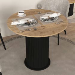 Τραπέζι Bohema  χρώμα μαύρο - sepet oak Ø90x77,7εκ.