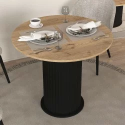 Τραπέζι Bohema  χρώμα μαύρο - sepet oak Ø90x77,7εκ.