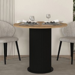 Τραπέζι Bohema  χρώμα μαύρο - sepet oak Ø90x77,7εκ.