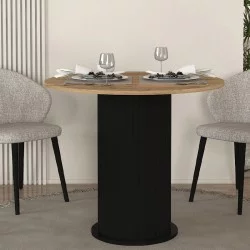 Τραπέζι Bohema  χρώμα μαύρο - sepet oak Ø90x77,7εκ.