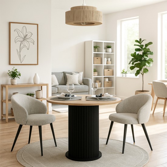 Τραπέζι Bohema  χρώμα μαύρο - sepet oak Ø90x77,7εκ.