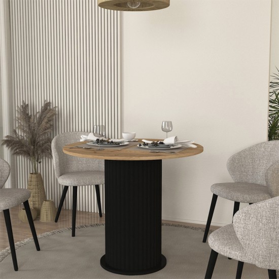 Τραπέζι Bohema  χρώμα μαύρο - sepet oak Ø90x77,7εκ.
