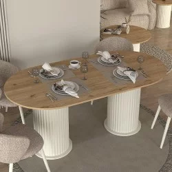 Τραπέζι Bohema  χρώμα ivory - sepet oak 180x90x77,7εκ.
