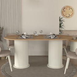Τραπέζι Bohema  χρώμα ivory - sepet oak 180x90x77,7εκ.