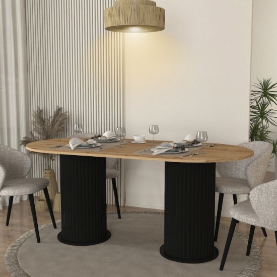 Τραπέζι Bohema  χρώμα μαύρο - sepet oak 180x90x77,7εκ.